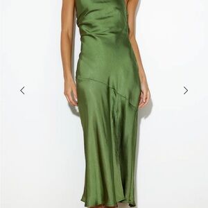Olive Satin maxi dress